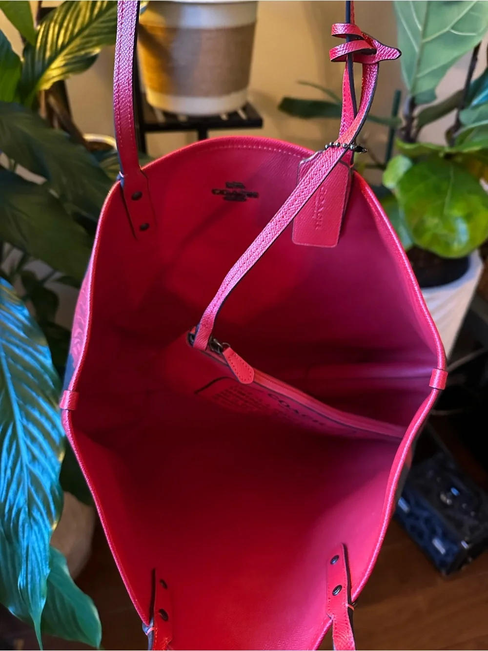 Reversible Coach floral Tote with red Rose Floral Print